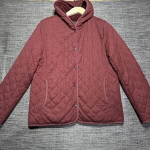UNIQLO Coat Jacket Women's L Burgundy Fleece Lined Smap Quilted